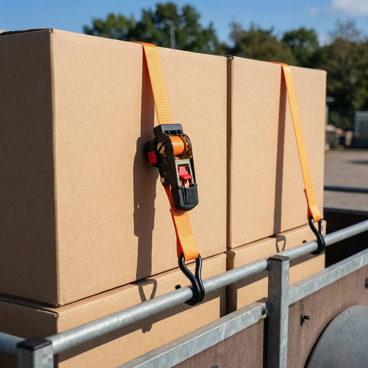 Automatic ratchet strap with hook for load securing GS TÜV