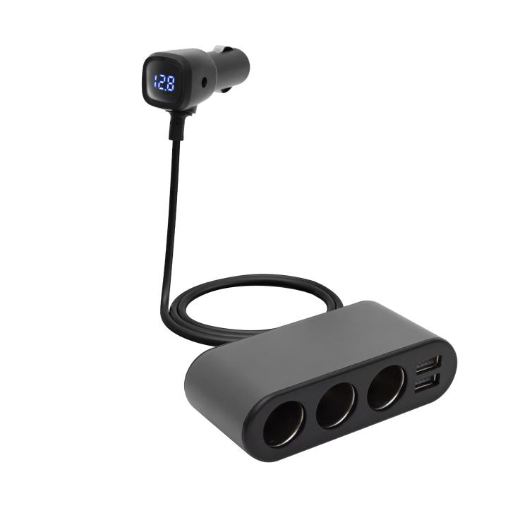 Cigarette Lighter Splitter with Voltmeter (3+2xUSB) 80W