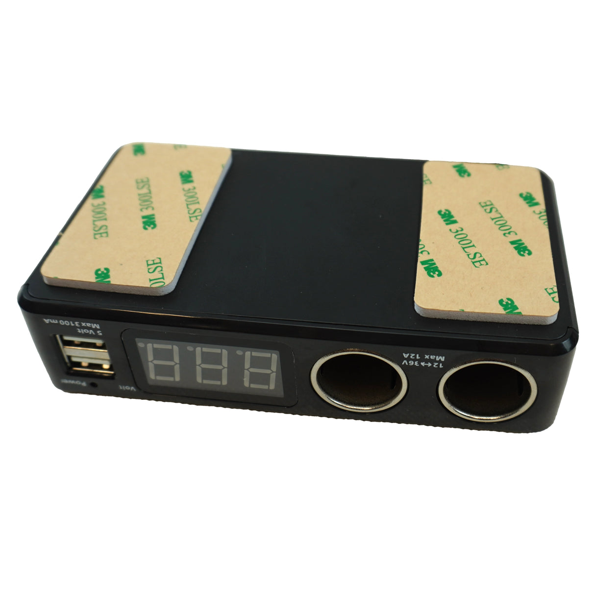 2-es szivargyújtó elosztó 2 USB kimenettel voltmérővel