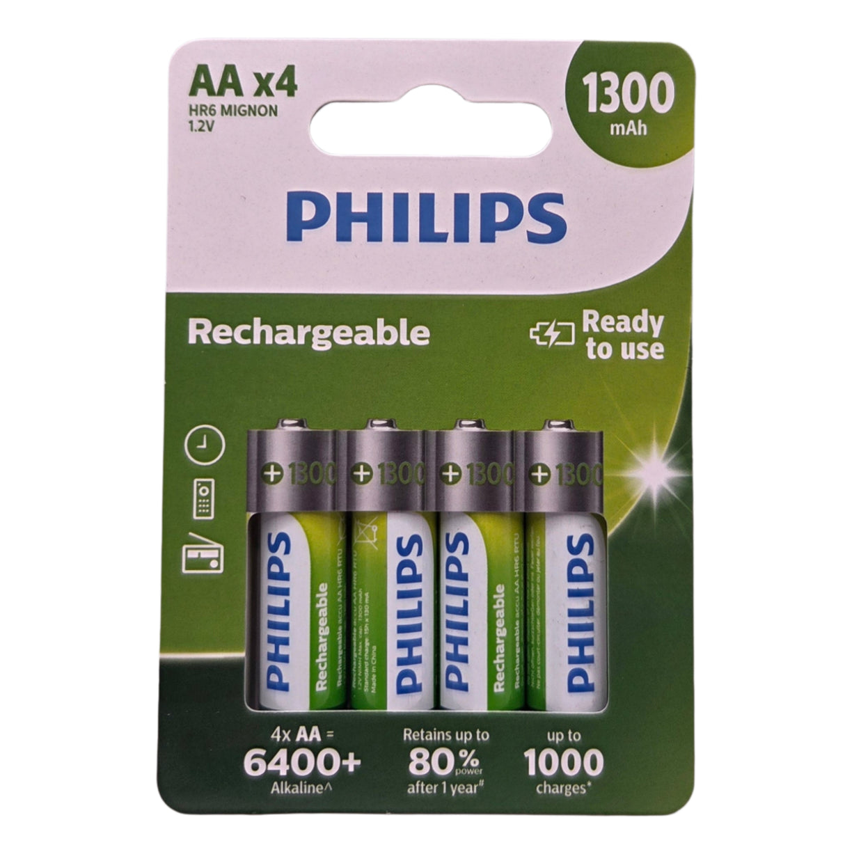 AA rechargeable battery 4-pack 1300mAh