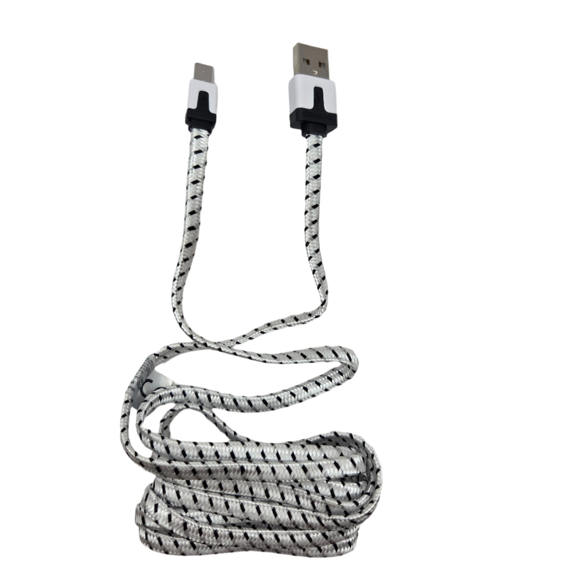 Micro USB-B data and charging cable 2 m black and white