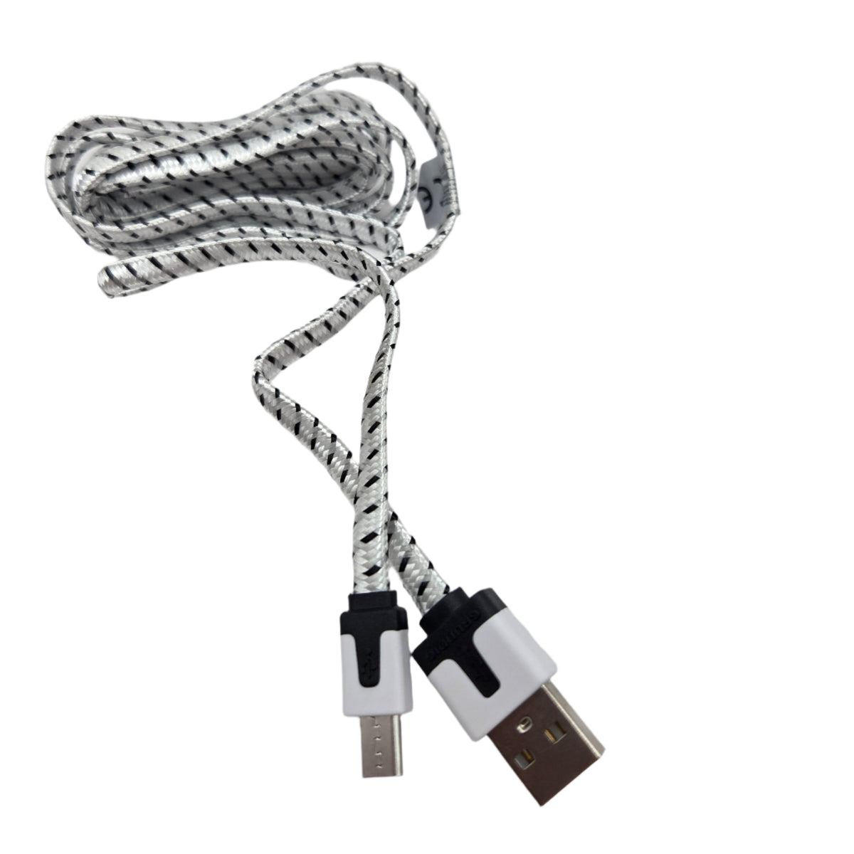 Micro USB-B data and charging cable 2 m black and white