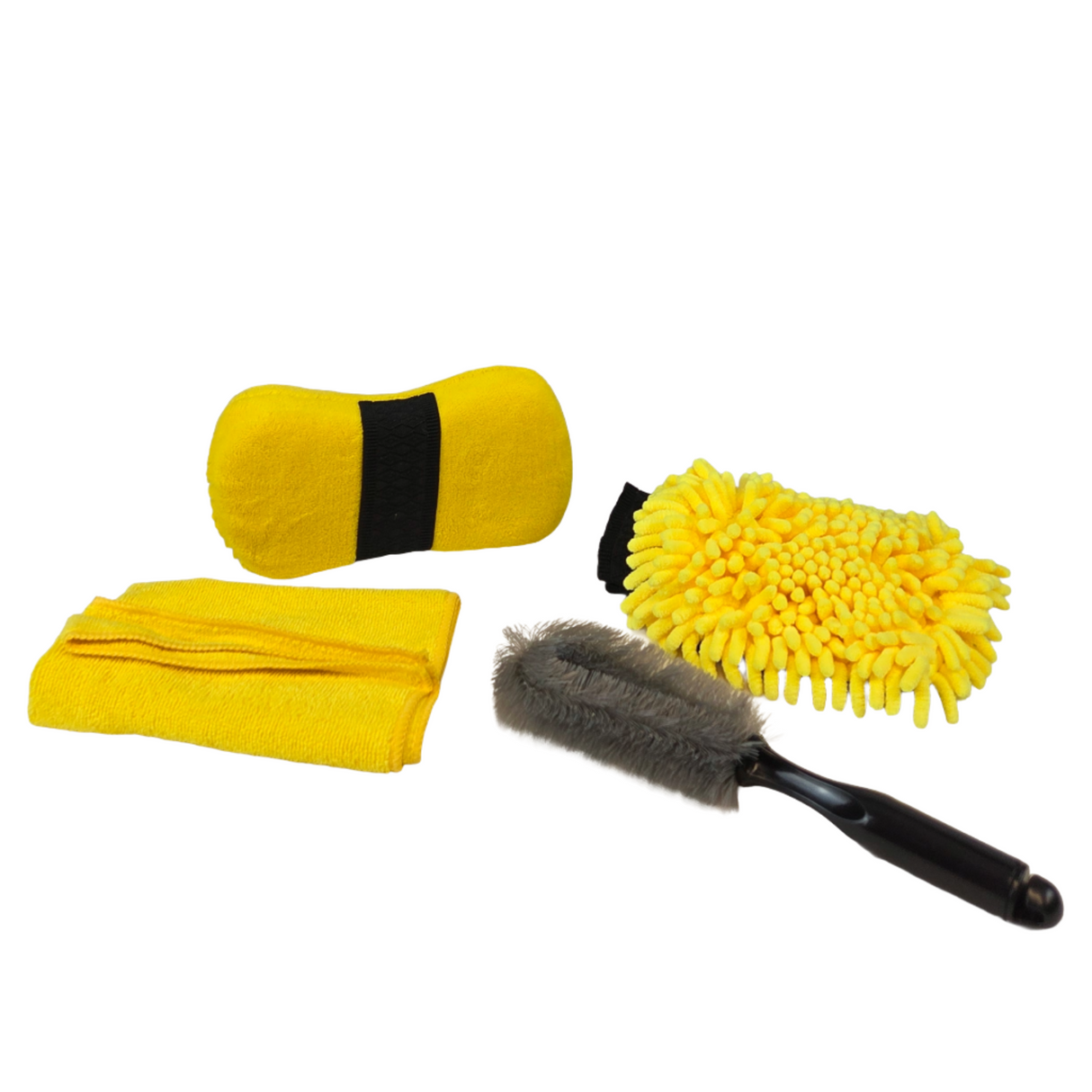 Car care package (microfiber cloth, sponge, rim cleaner and washing mitt)
