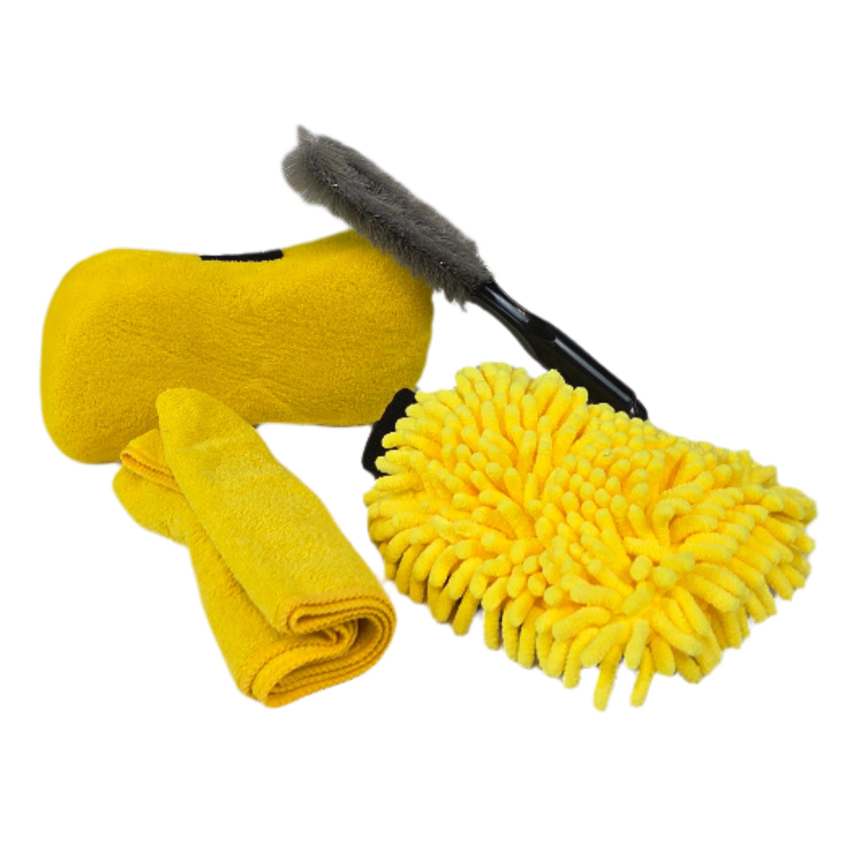 Car care package (microfiber cloth, sponge, rim cleaner and washing mitt)