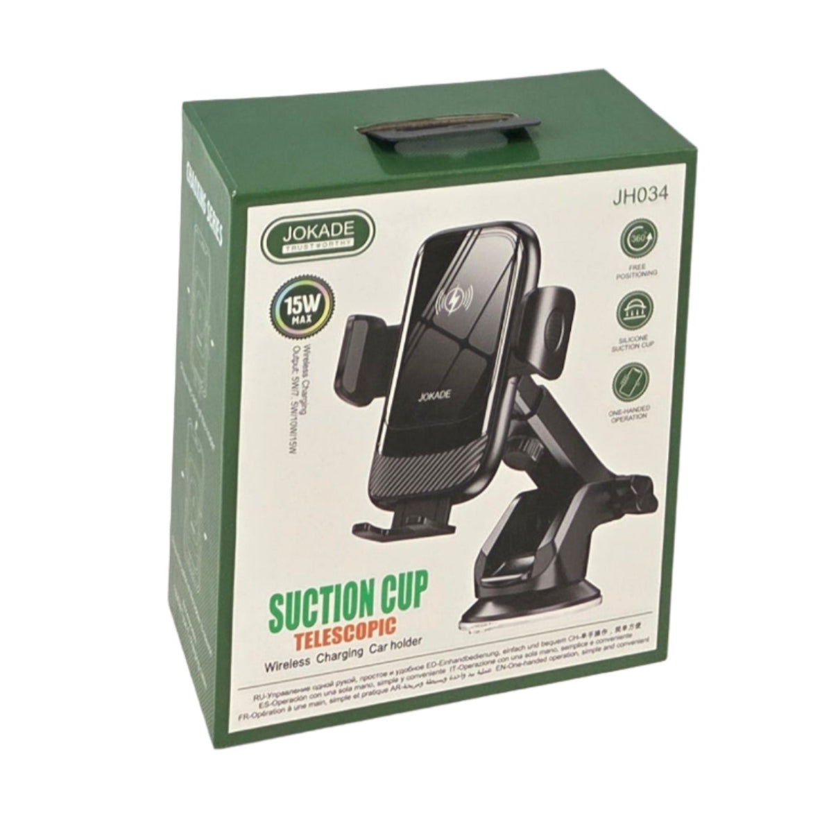 Car Phone Holder with Suction Cup and Wireless Charger JH034