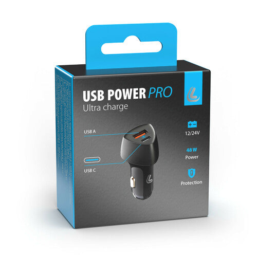 Usb Power Pro Szivargyújtós gyorstöltő PD / QC 3.0 48W 12/24V