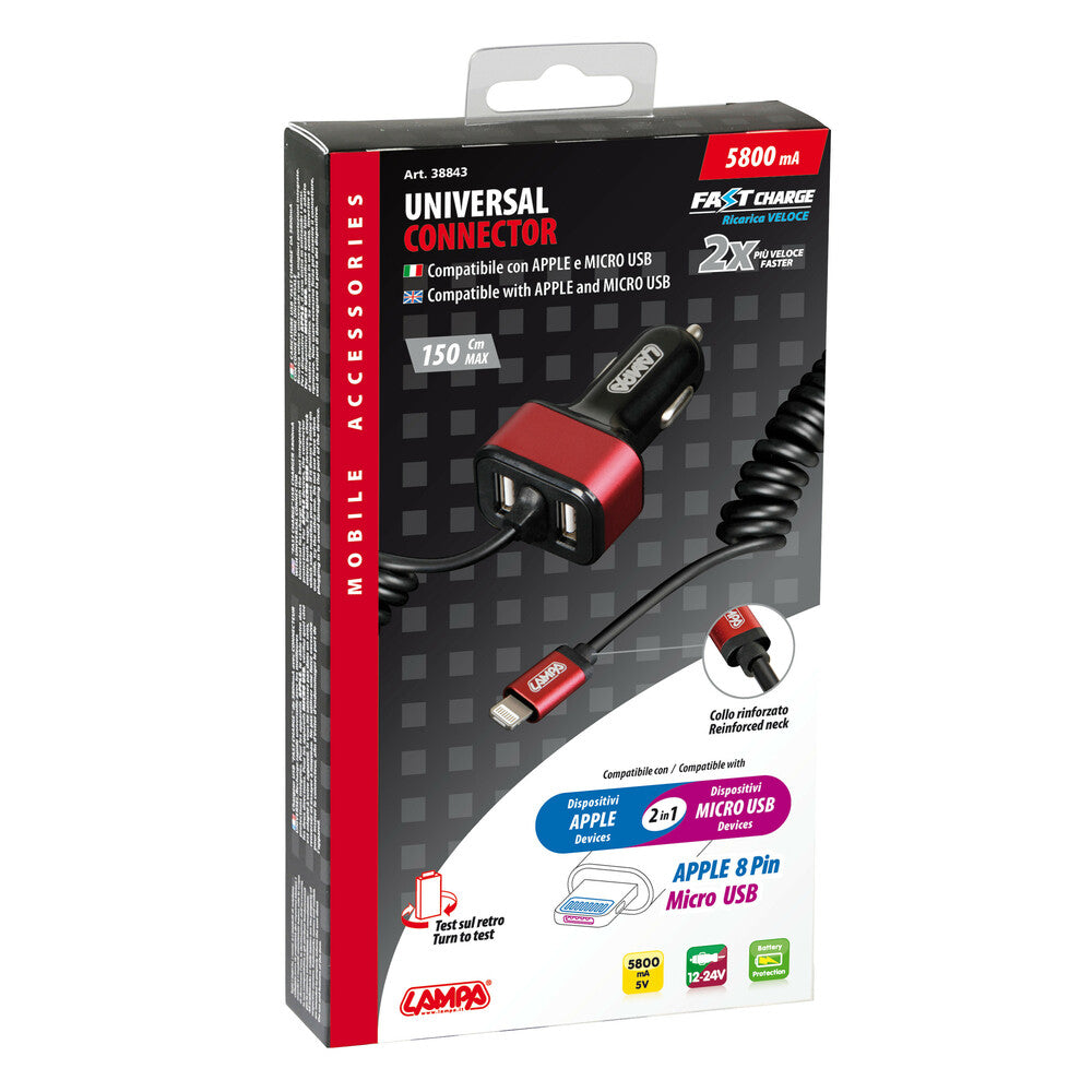 Car charger Micro USB, iPhone and 2 USB