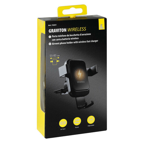 Car phone holder attachable to the ventilation grille with wireless charging