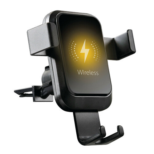 Car phone holder attachable to the ventilation grille with wireless charging