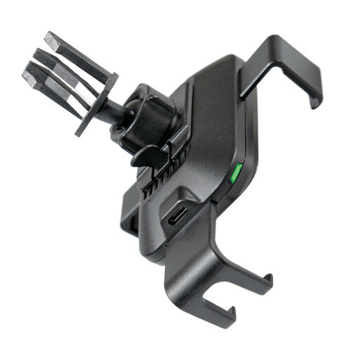 Car phone holder attachable to the ventilation grille with wireless charging