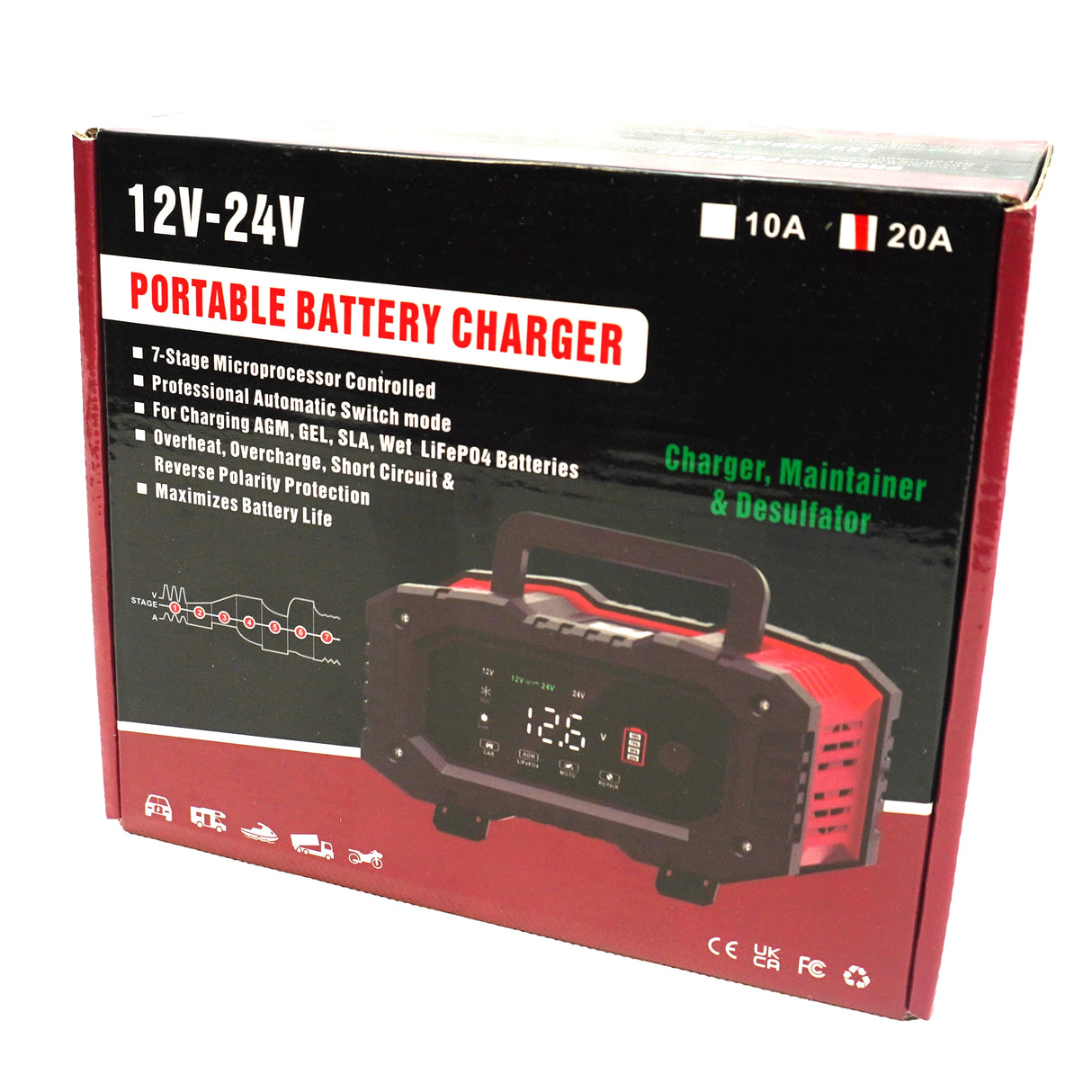 Intelligens akkumulátor töltő 12/24V 20A