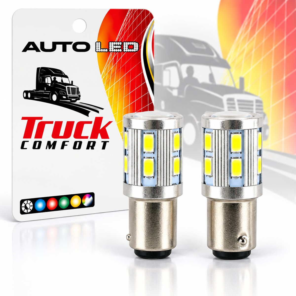 Autó LED izzó BAY15D foglalattal 3 és 12 LED fehér vagy piros 2 db készlet