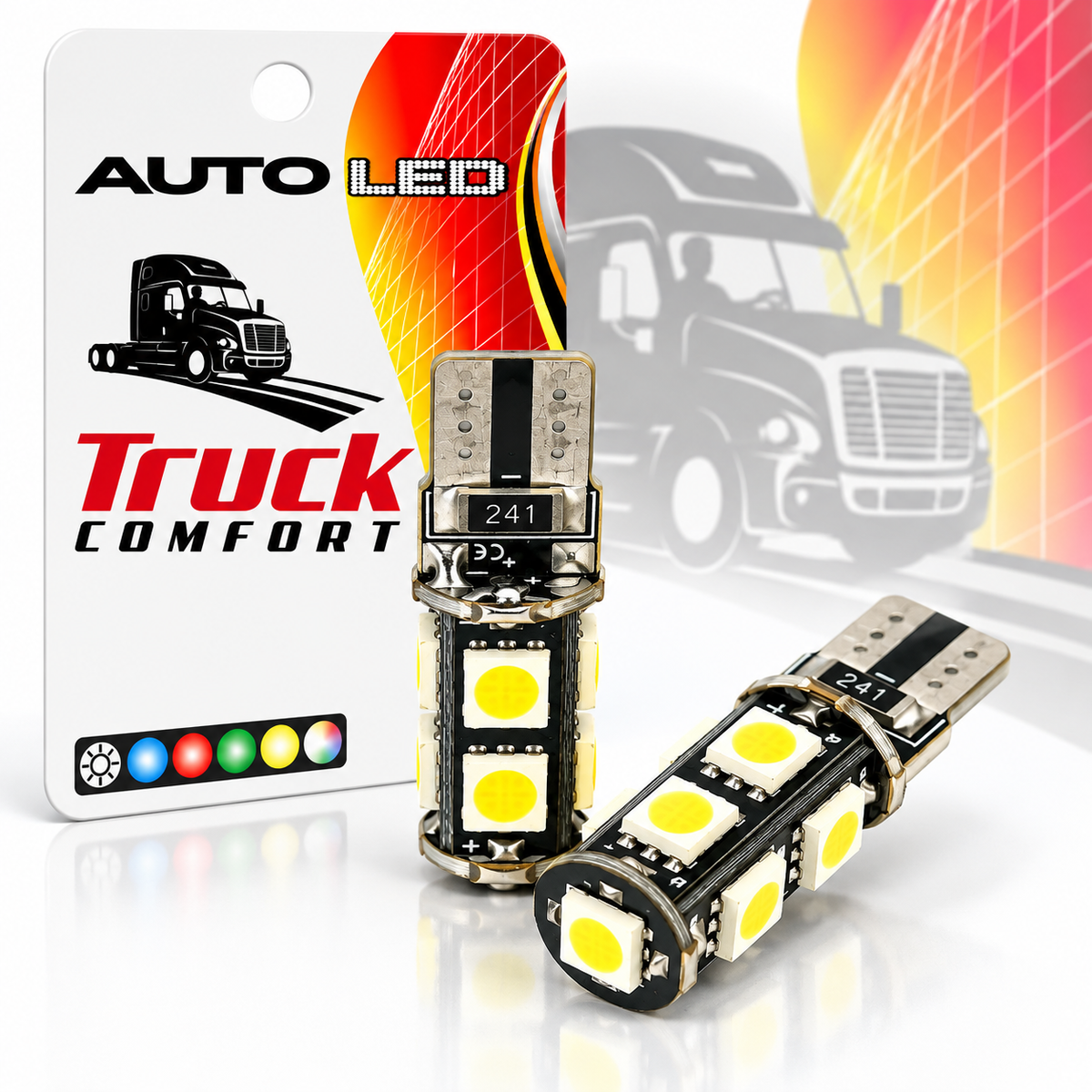 Autó LED izzó T10 SMD fehér fényű 2 db