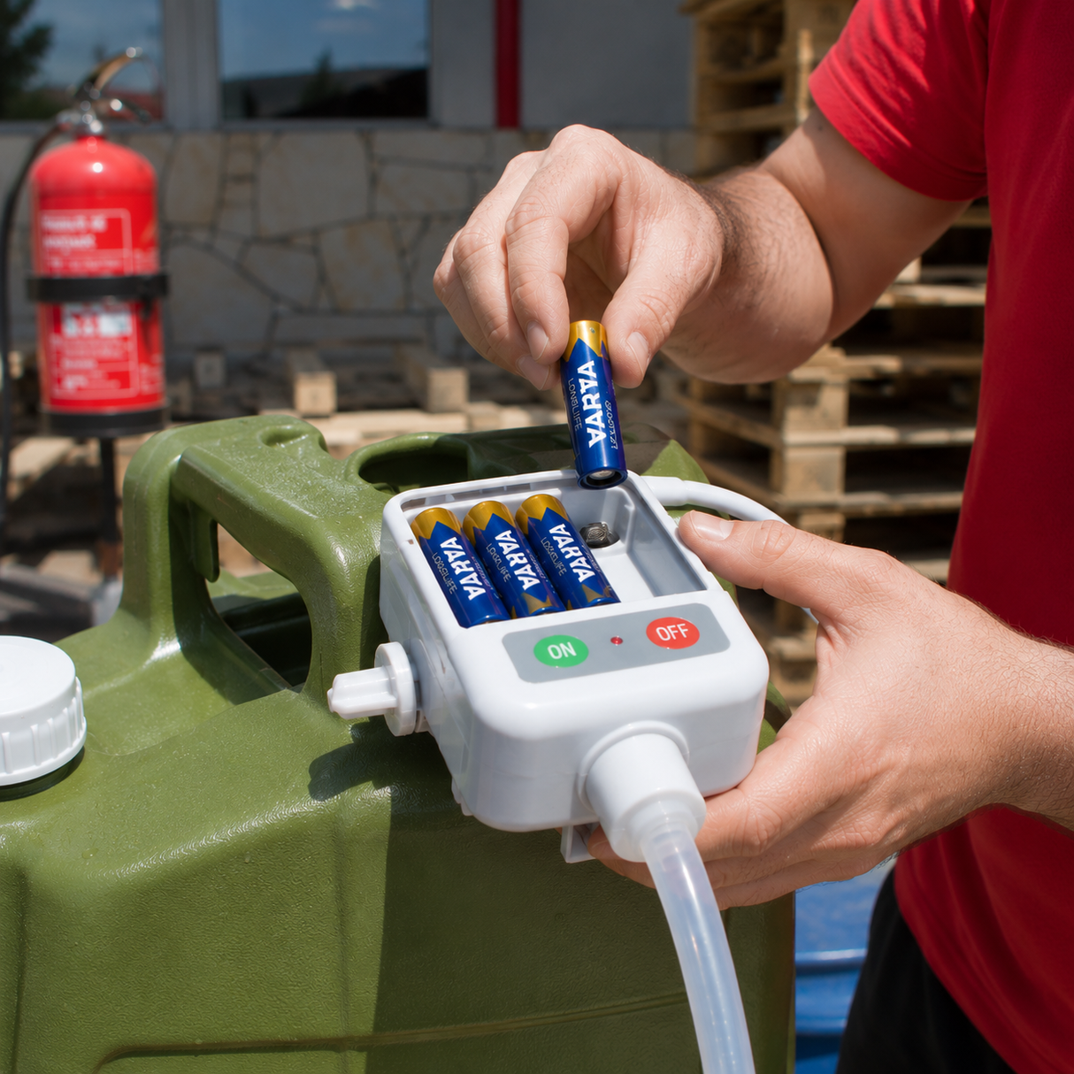 Camping shower with electric pump 14l (4xAA)