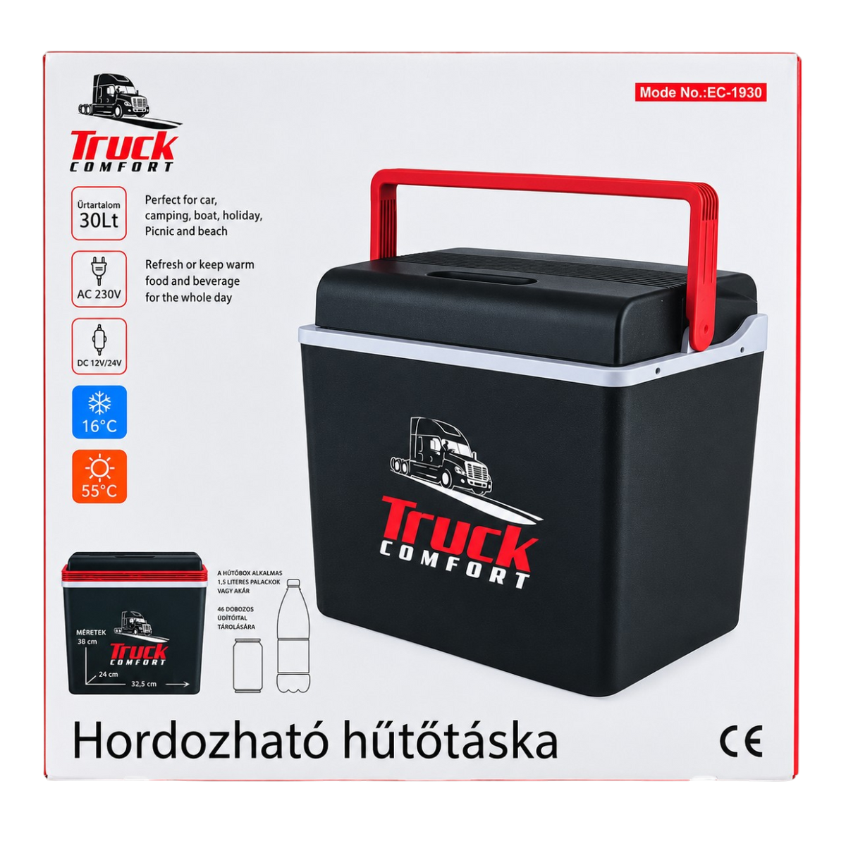 Elektromos hűtőtáska autóba 30 literes 12/24/230V
