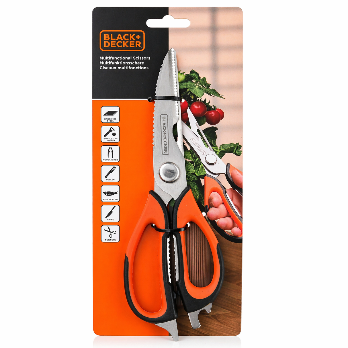 Kitchen Scissor Set 5-in-1 with Serrated Blade and Built-in Tools (Bottle Opener, Peeler, etc.)