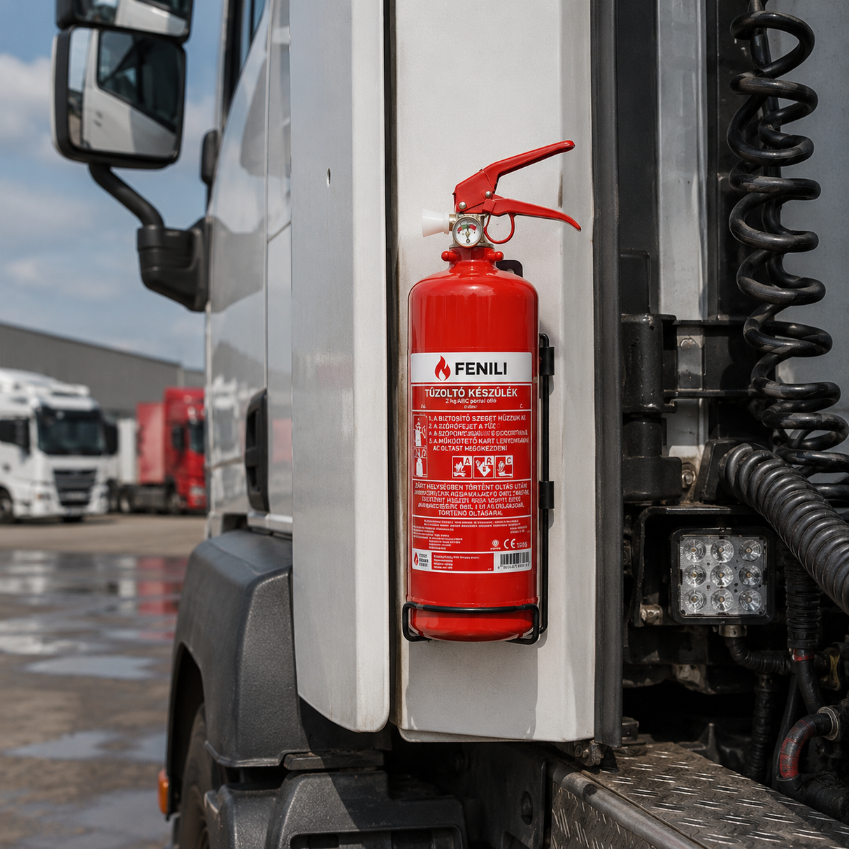 Powder fire extinguisher ABC with bracket and pressure gauge