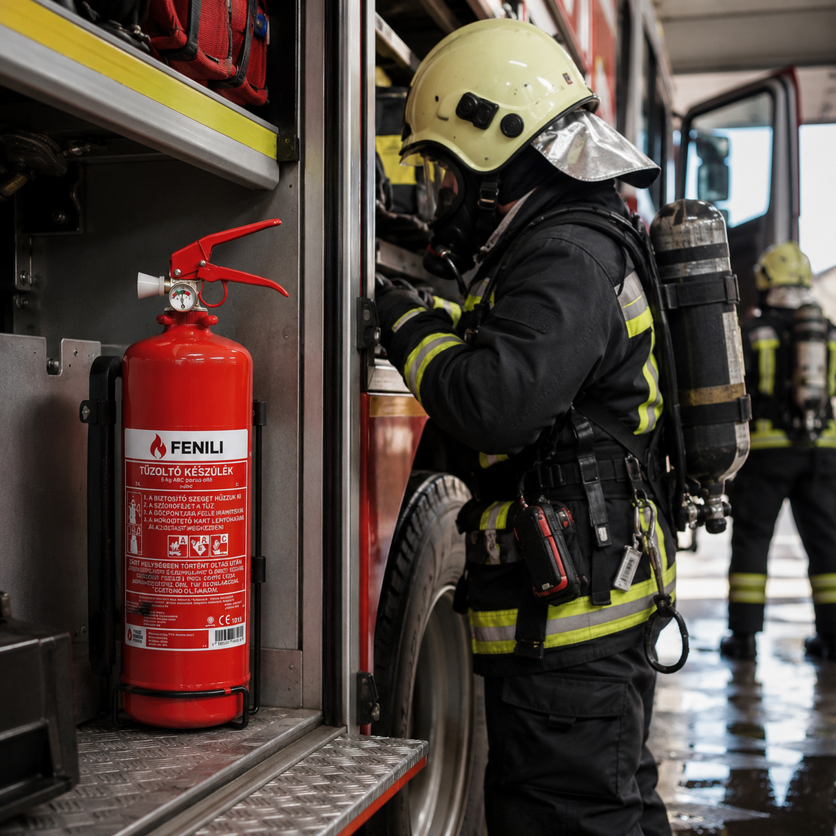 Powder fire extinguisher ABC with bracket and pressure gauge