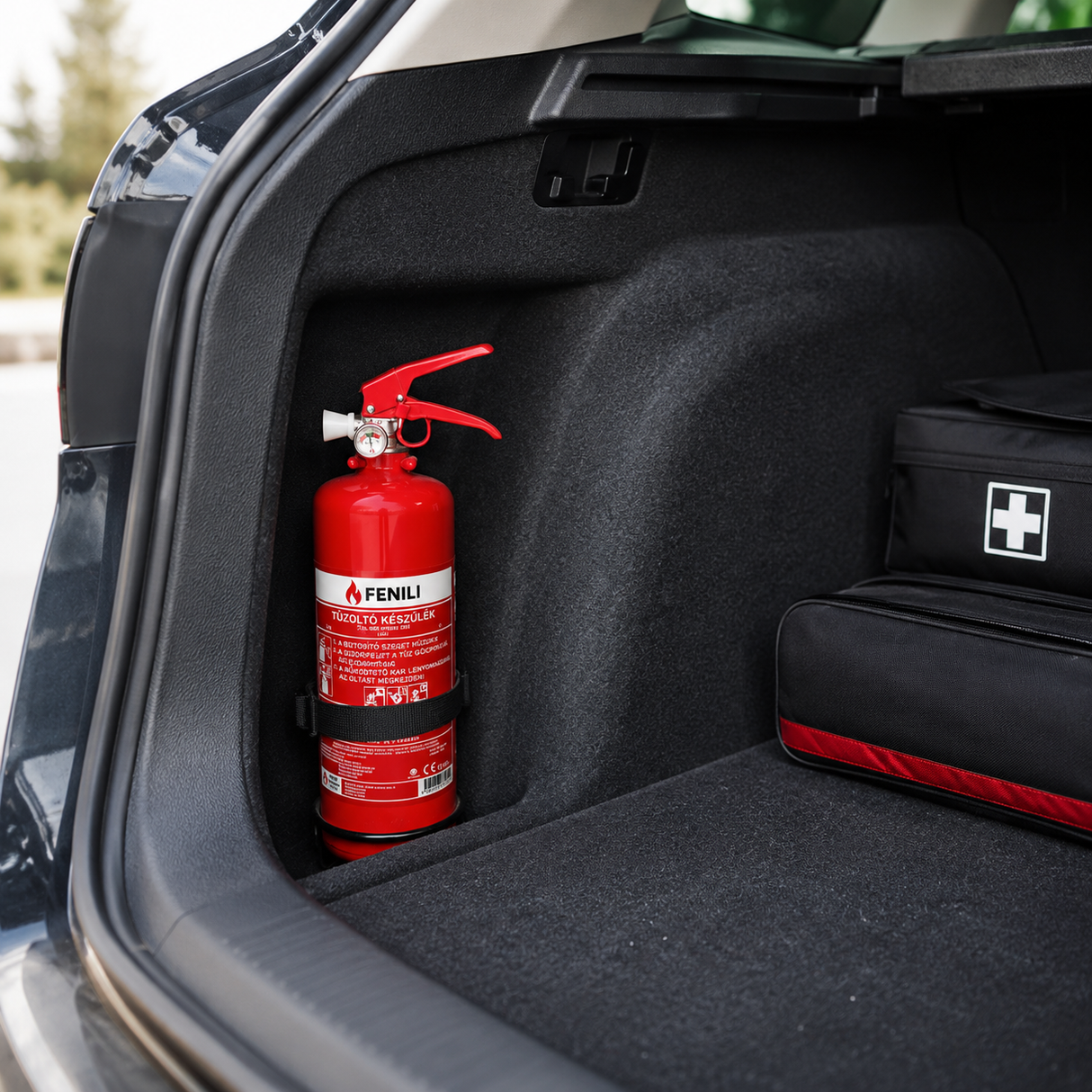 Powder fire extinguisher ABC with bracket and pressure gauge