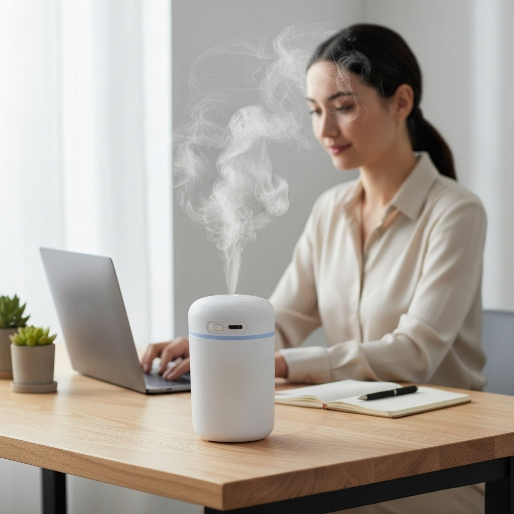 Ultrahangos aroma diffúzor és illóolaj párologtató LED 2 üzemmóddal, USB-C