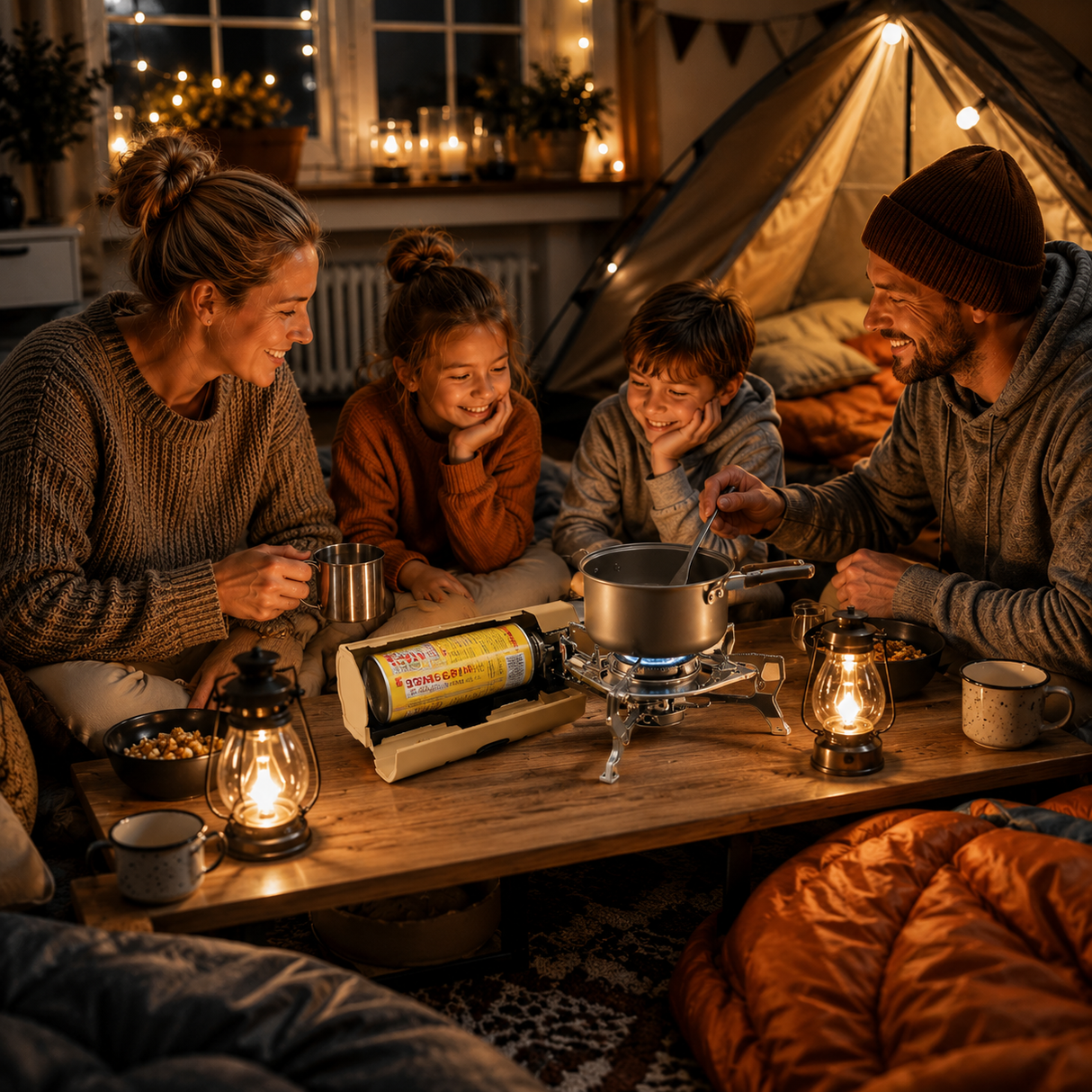 Camping gas stove in portable case