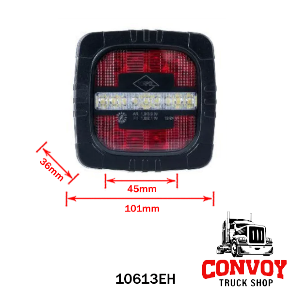 Traktor/teherautó hátsó lámpa - köd és tolatólámpa - LED-es - 12/24V