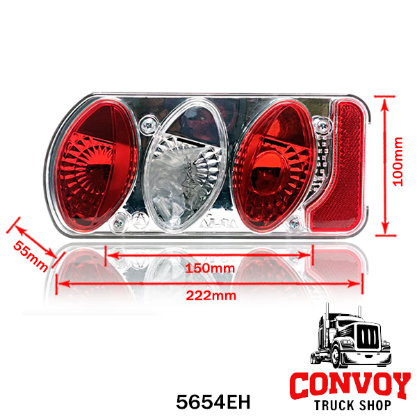 Lamp rear universal transparent 5 function prism