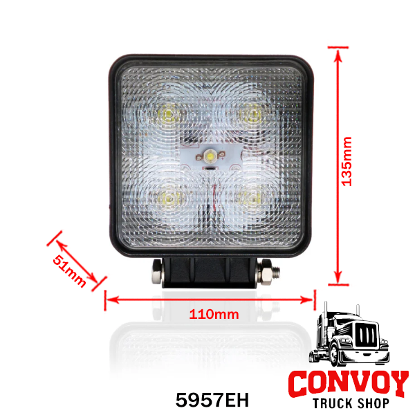 Work lamp LED square 12/24V