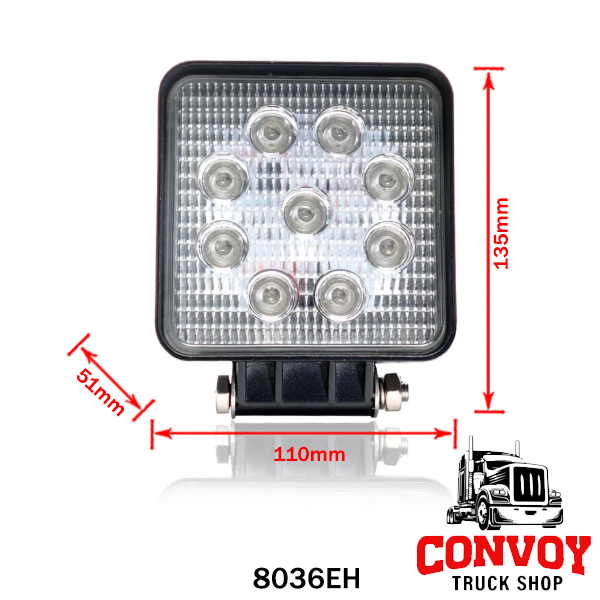 Work lamp LED square 12/24V