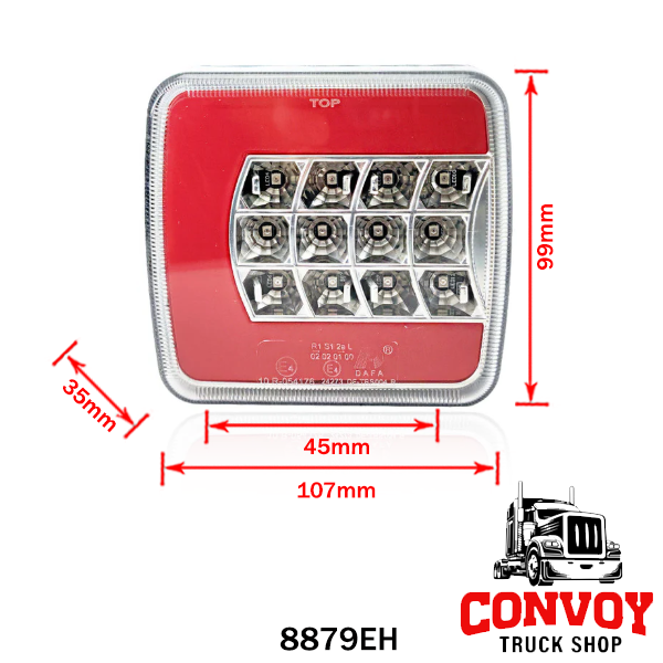 Lámpa LED 4 funkciós áttetsző nem prizmás 12/24V