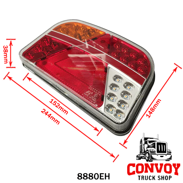 Lámpa LED 7 funkciós lekerekített háromszög prizmás 12/24V