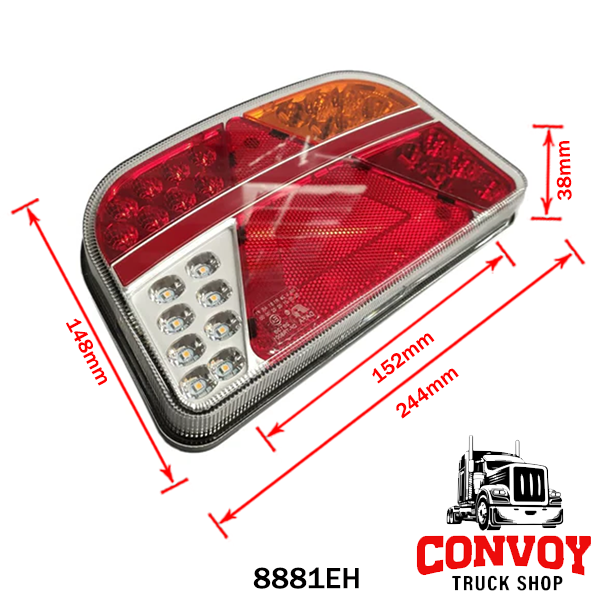 Lámpa LED 7 funkciós lekerekített háromszög prizmás 12/24V