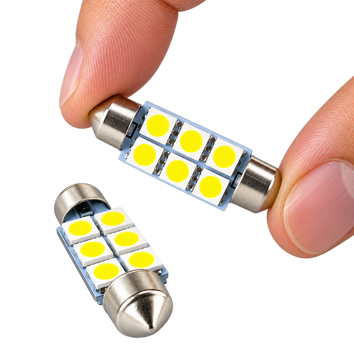 Autó LED izzó T10 foglalattal SMD fehér fény 2 db-os készlet