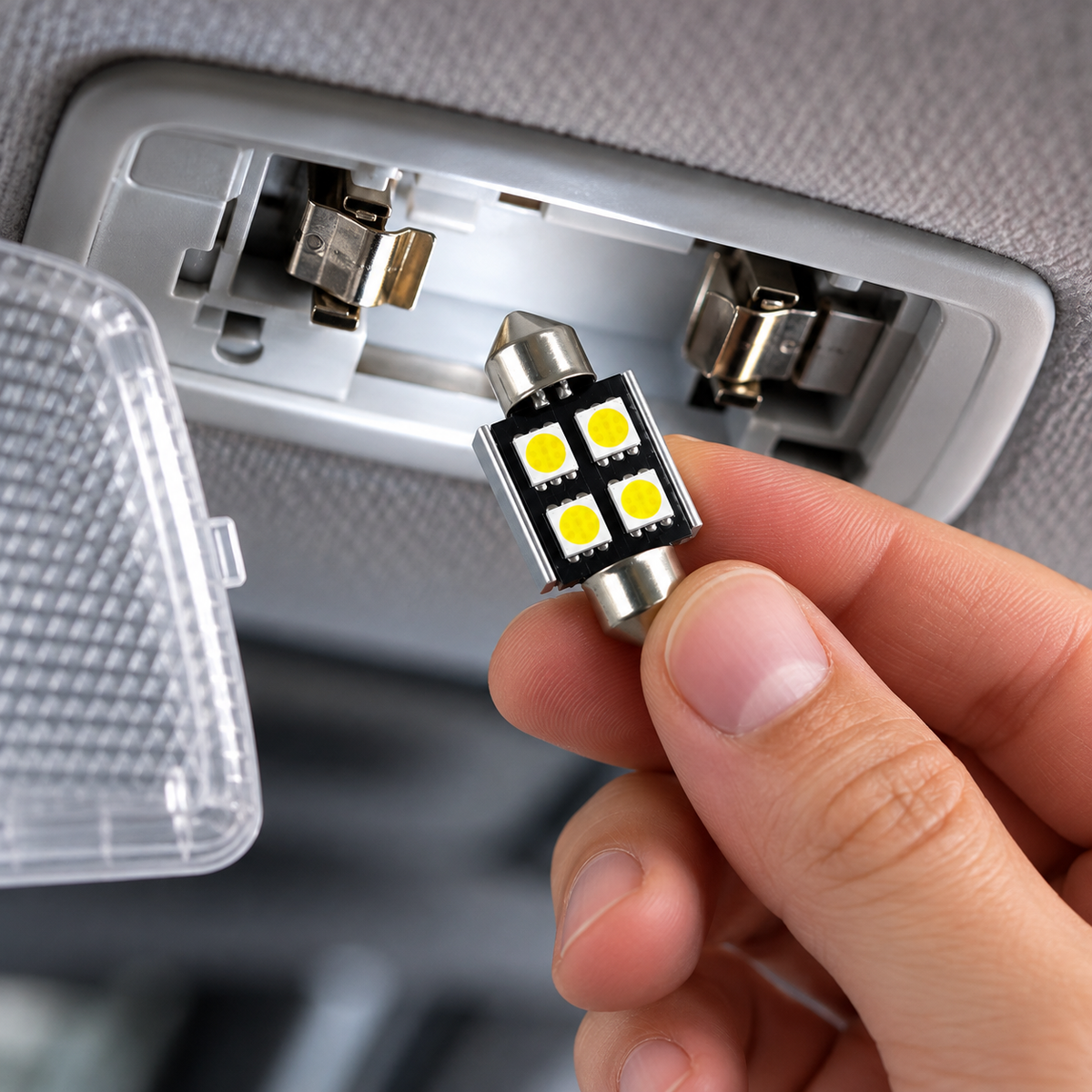 SMD LED szofita izzó 4 LED Canbus fehér