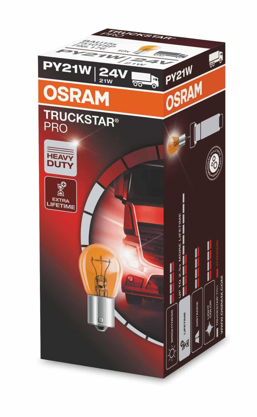 Izzó 24V 21W sárga Bau15s Truckstar Pro Osram