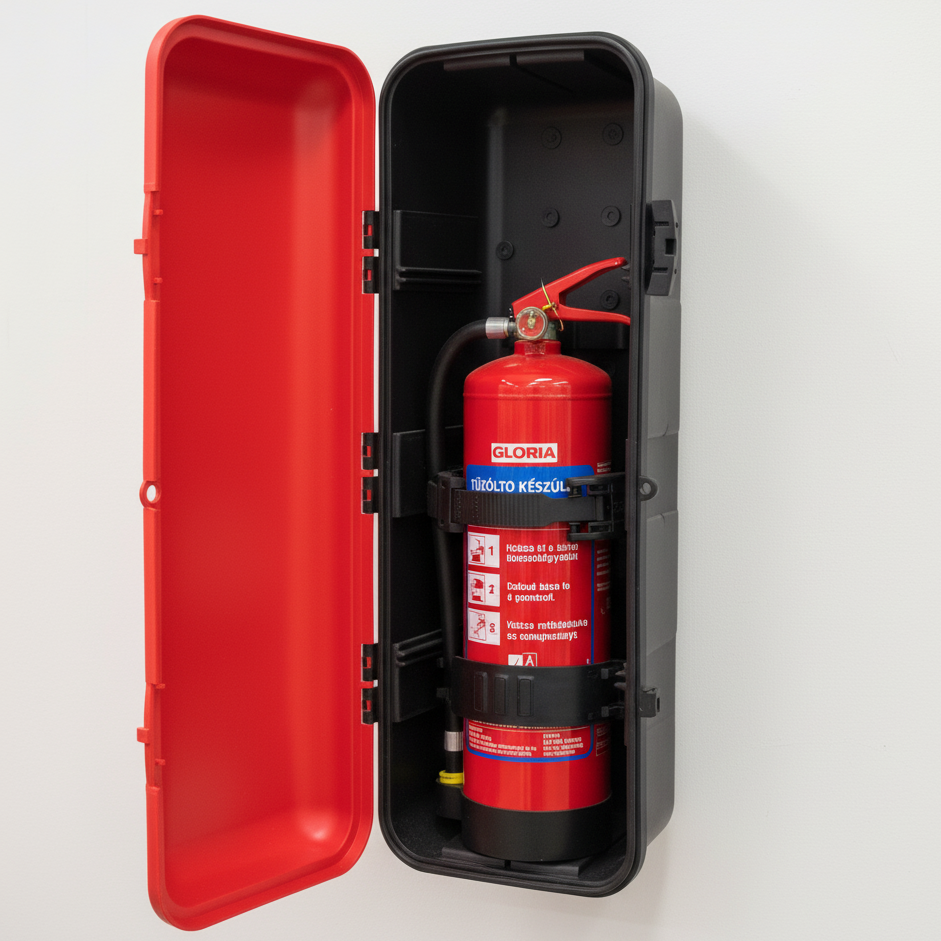 Fire extinguisher holder for internal mounting in Lago box