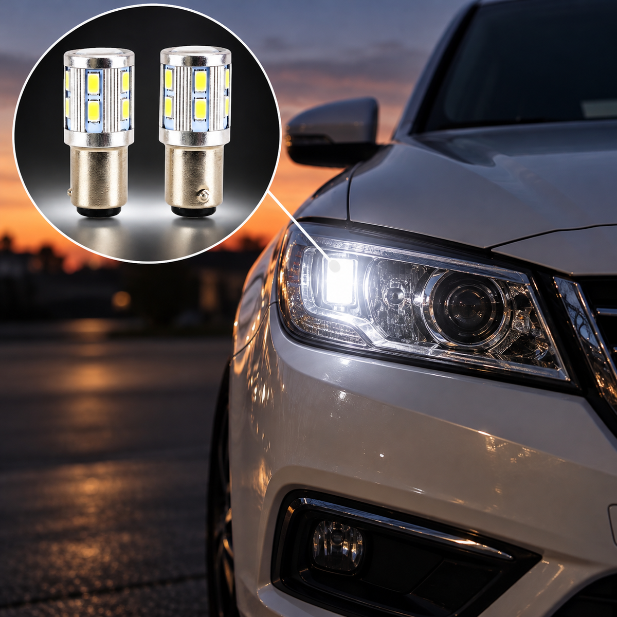 Autó LED izzó BAY15D foglalattal 3 és 12 LED fehér vagy piros 2 db készlet