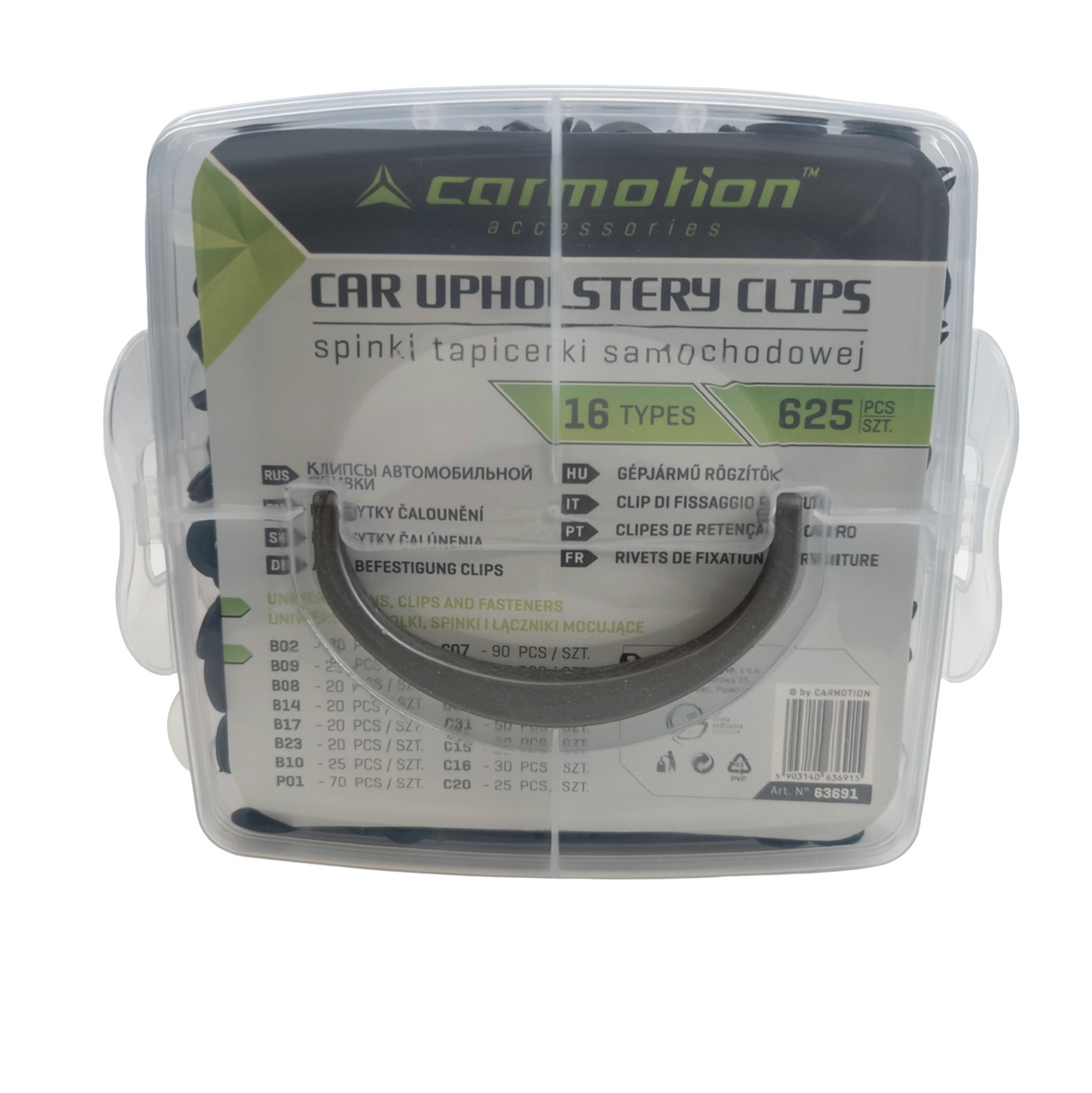 Snap fastener kit plastic 16 types 625 pcs