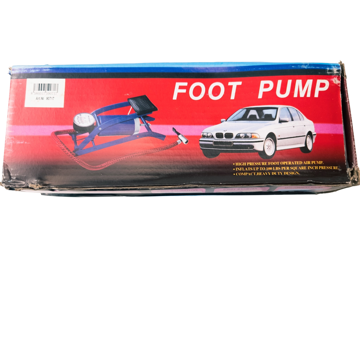 Foot pump for car with pressure gauge 7bar