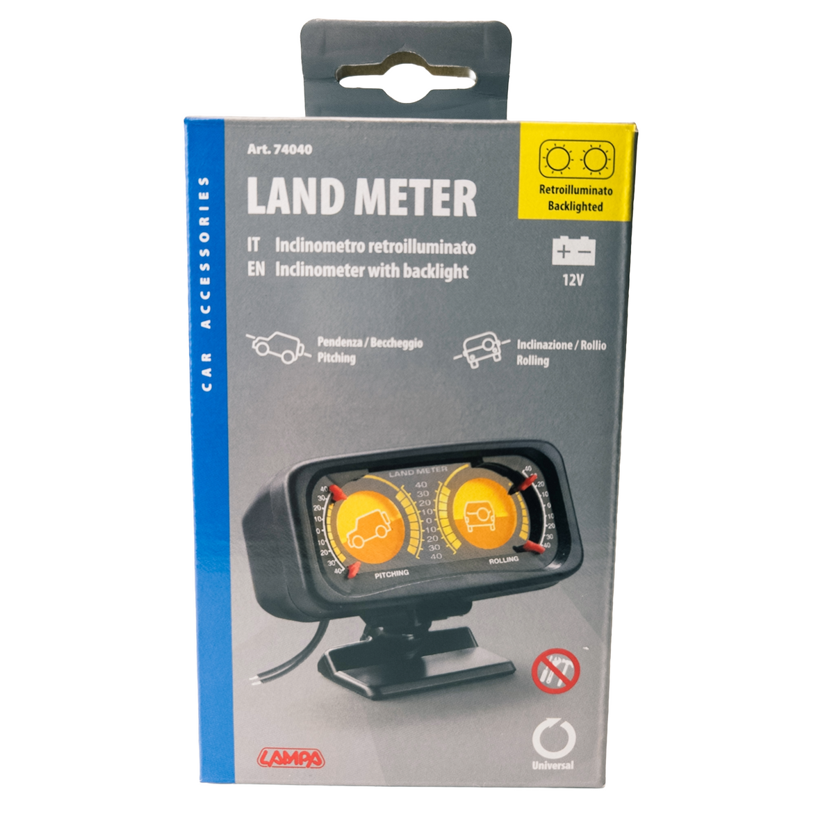 Inclinometer for vehicles with backlight 12V