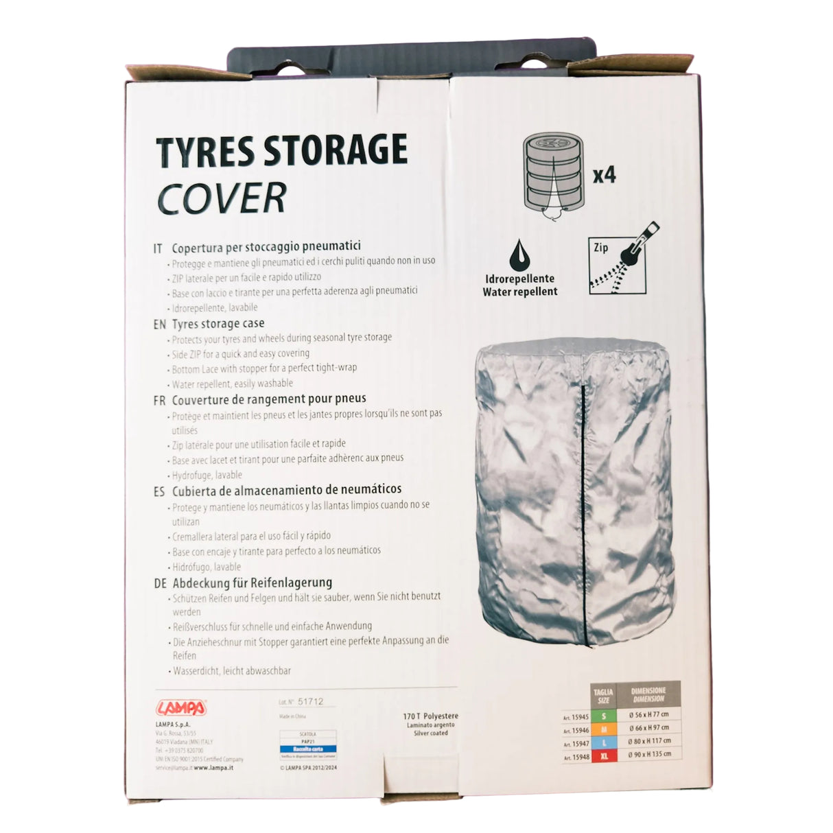 Water-repellent tire storage cover