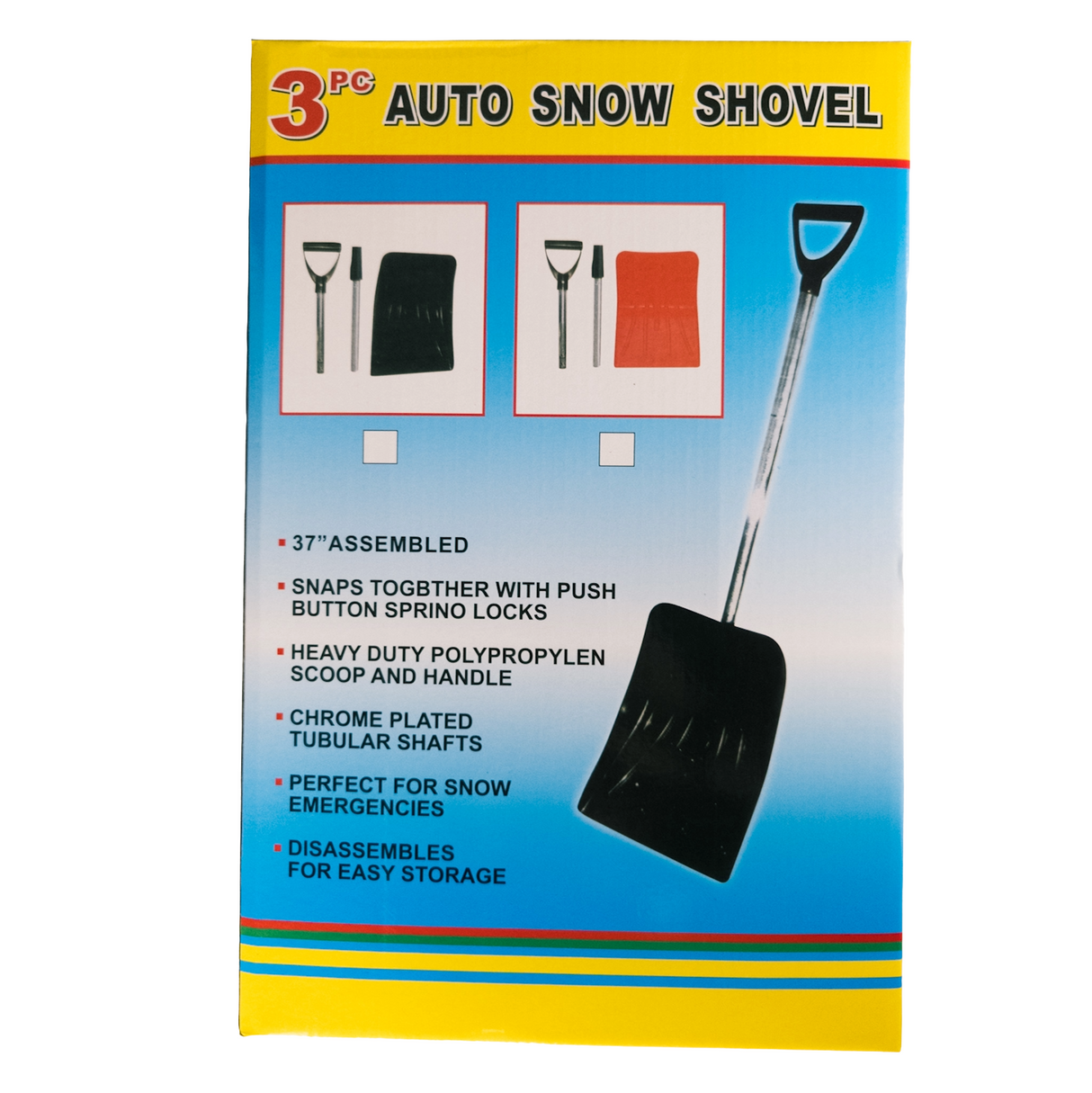 Car snow shovel, plastic, with detachable handle, 96x24cm