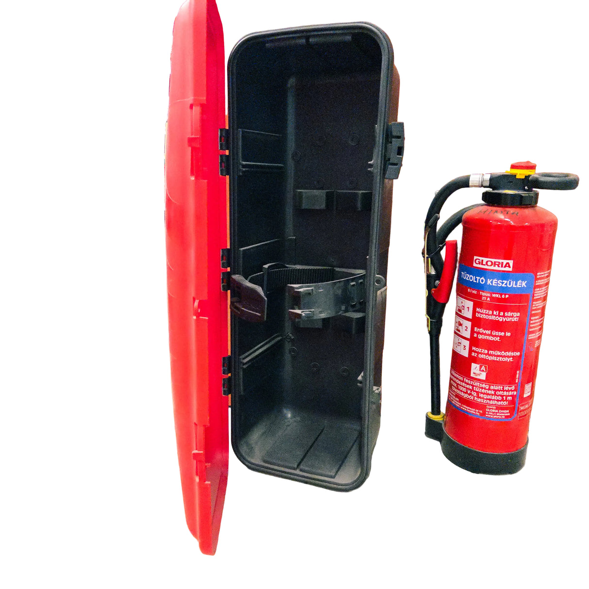 Fire extinguisher holder for internal mounting in Lago box