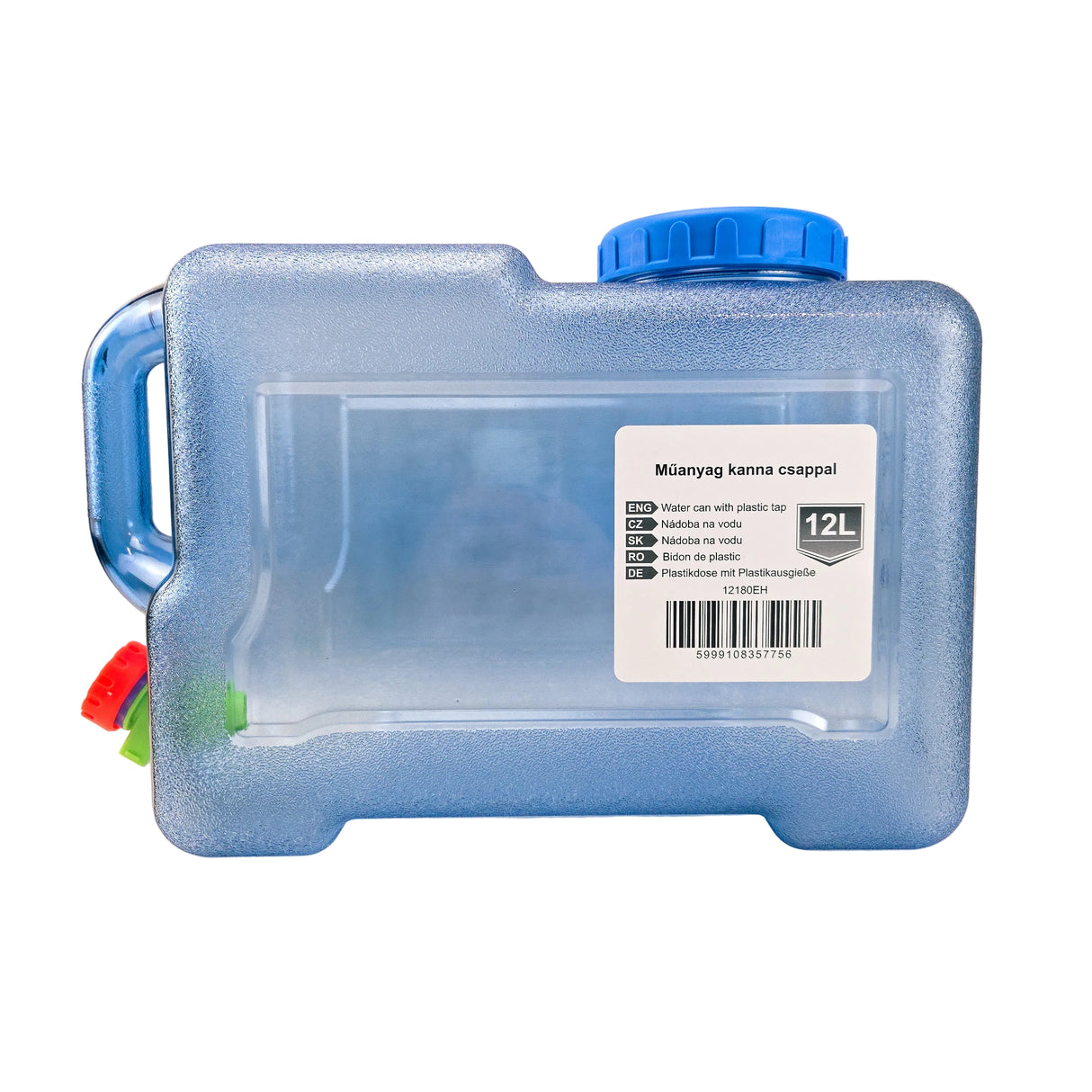 Műanyag vizes kanna átlátszó csapos 12l