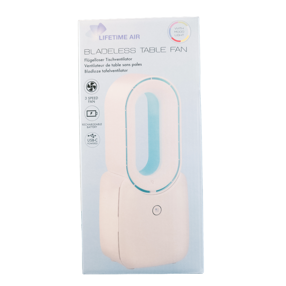 Asztali ventilátor LED hangulat világítással 1800mah