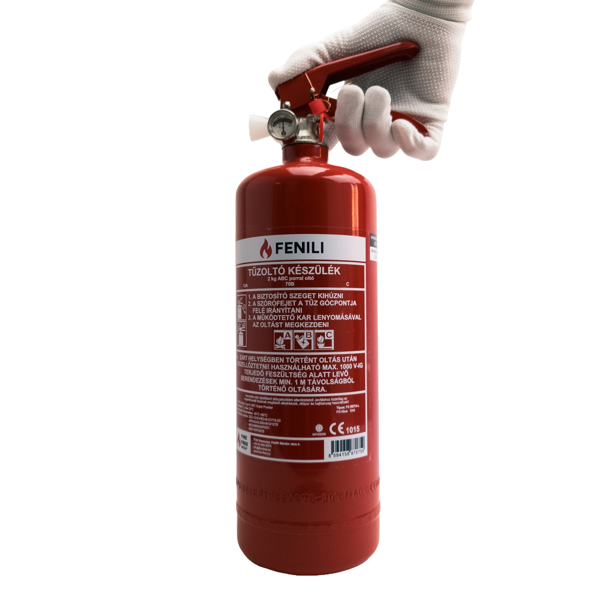Powder fire extinguisher ABC with bracket and pressure gauge