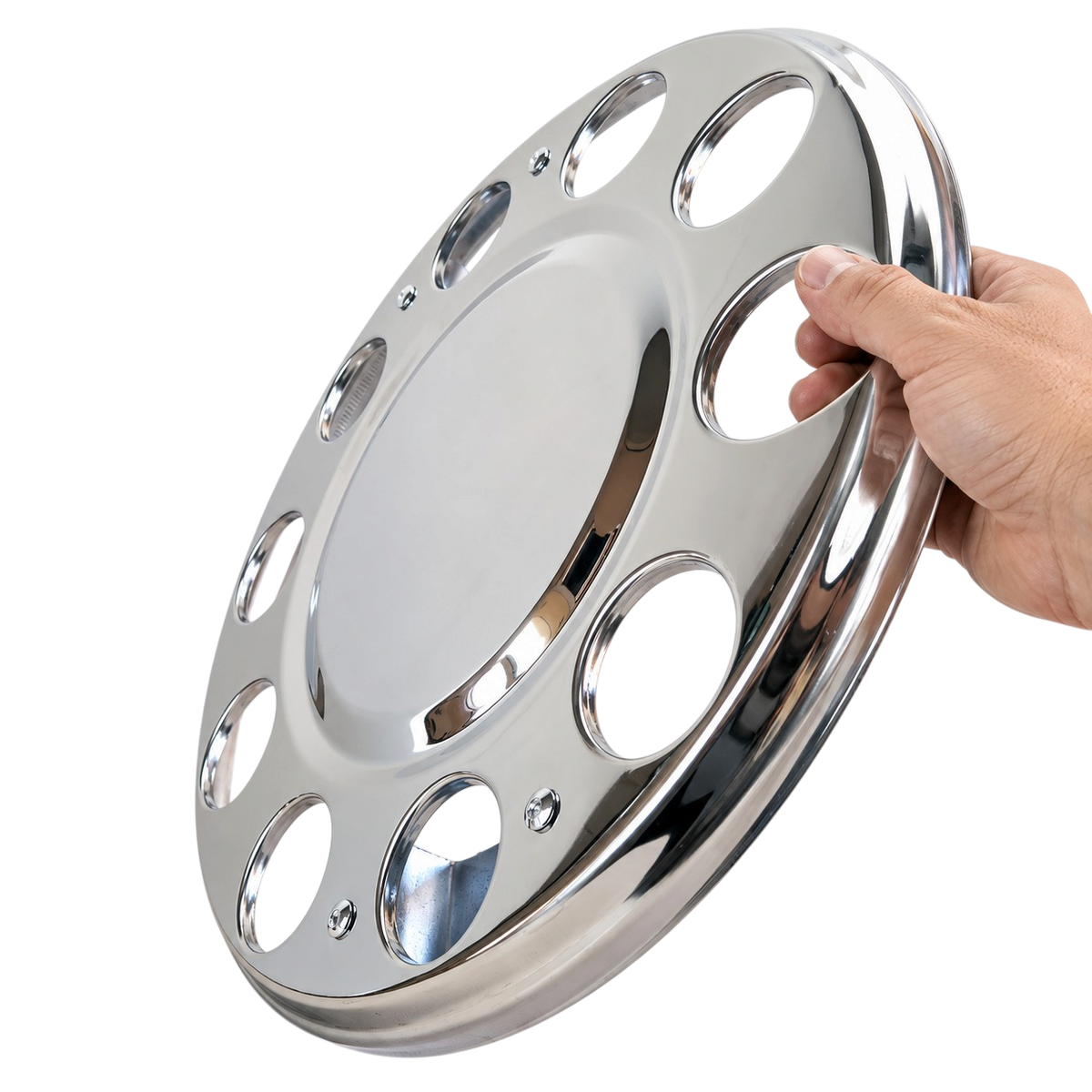 Kamion dísztárcsa fényes inox 22,5 teli közepű