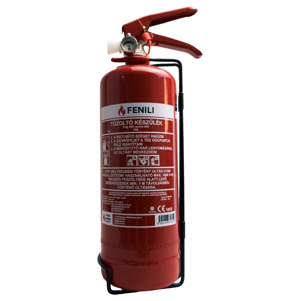 Powder fire extinguisher ABC with bracket and pressure gauge