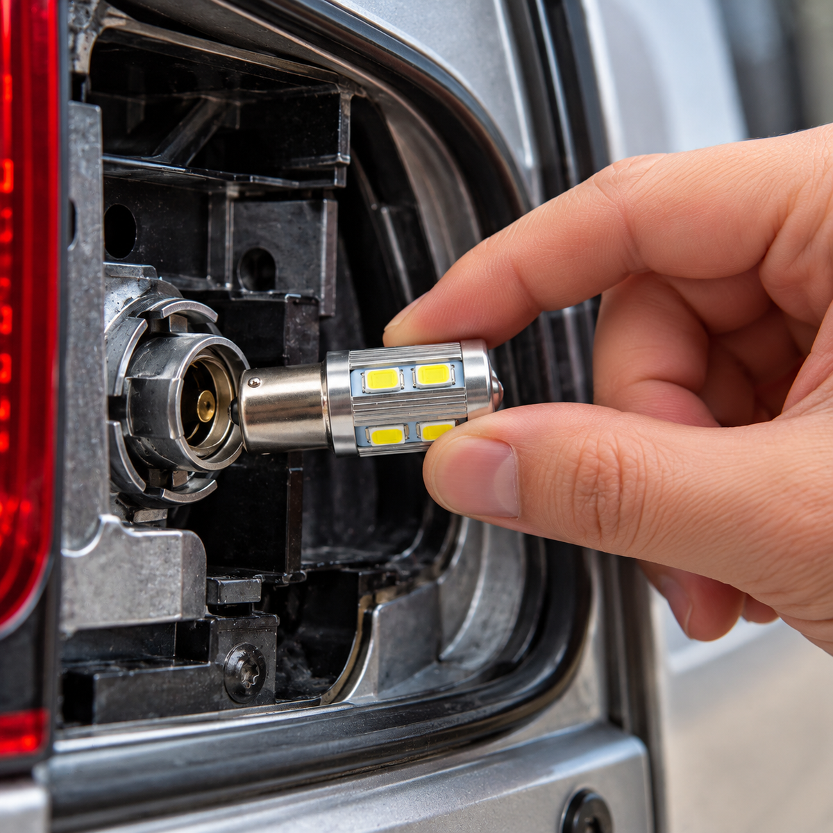 Autó LED izzó BA15s foglalattal SMD Fehér vagy Piros 2 db