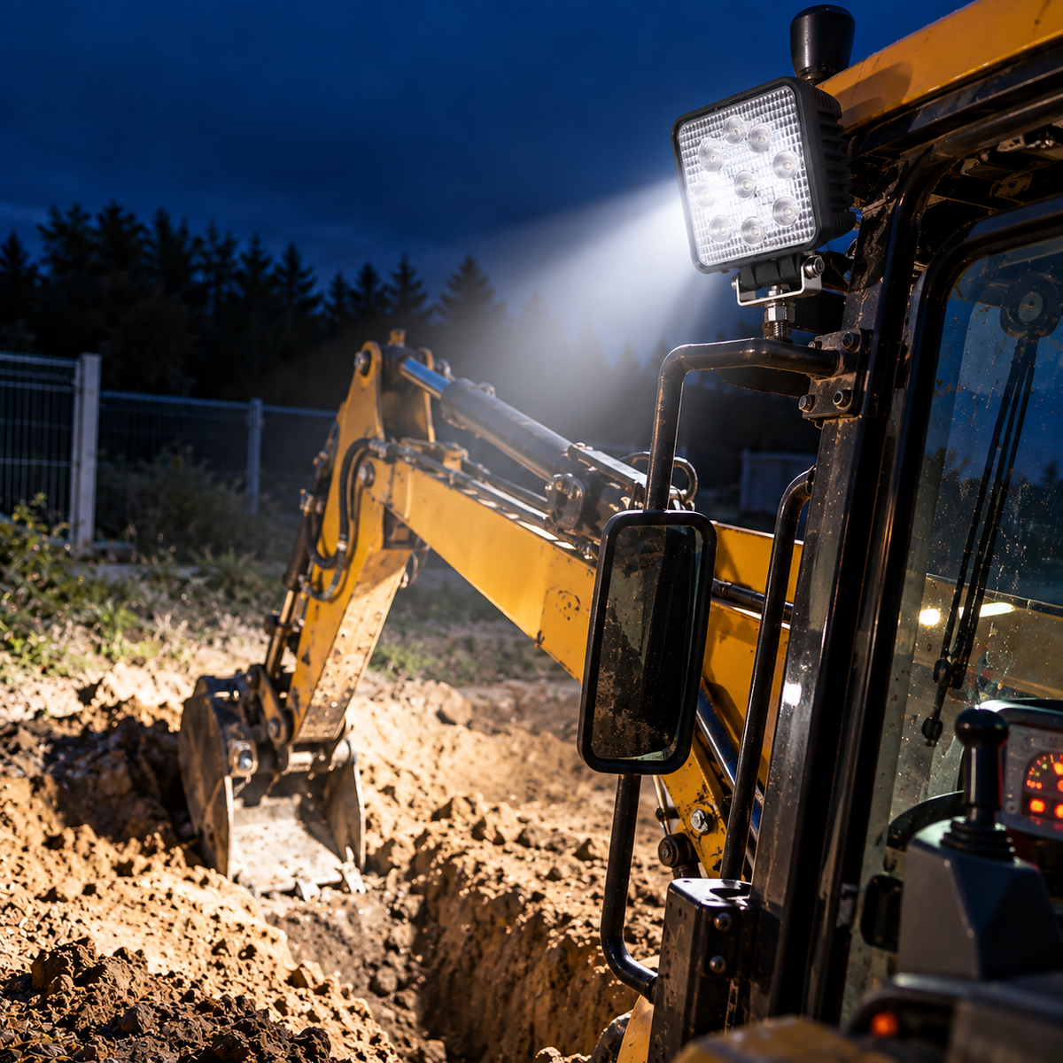 LED munkalámpa szögletes, széles terítőfénnyel traktorhoz és autóhoz
